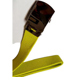 NEON GREEN Belt Raver Silver Buckle Webbed M L XL Fluorescent Vibrant New Tags